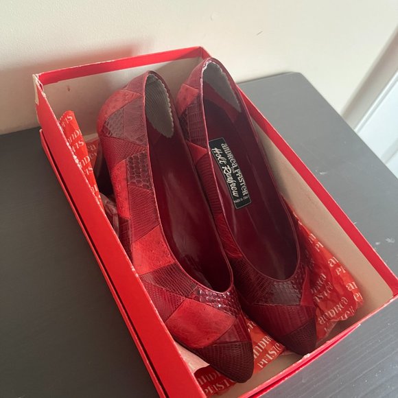 Vintage Andrea Pfister Couture Red Leather Heels Size 7.5 - Picture 4 of 5